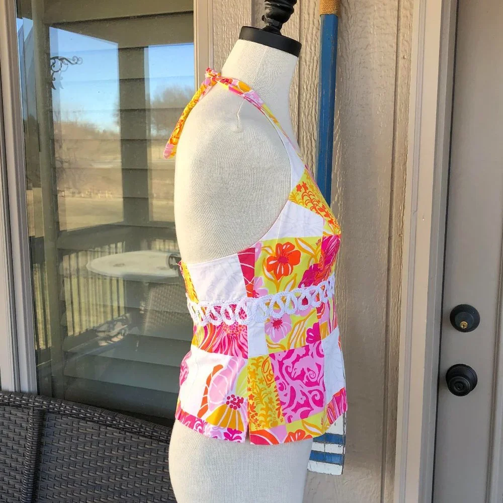 LILLY PULITIZER Vintage Ladies Tie-Back Halter Top - Size 6 - Picture 5 of 10